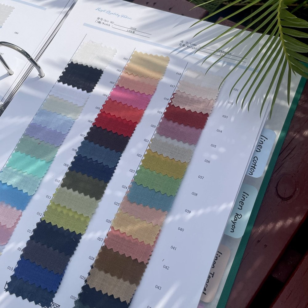 2025 Fabric sample book linen fabric China supplier catalogue linen Linen Cotton