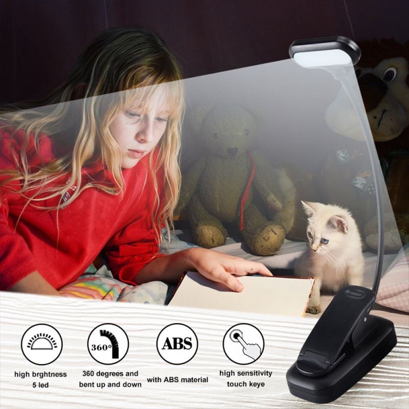 Jumon Book Light 3 Brightness Levels Clip On Rechargeable Eye-Friendly Lighting for Kids Small Reading Lights for Books in Bed