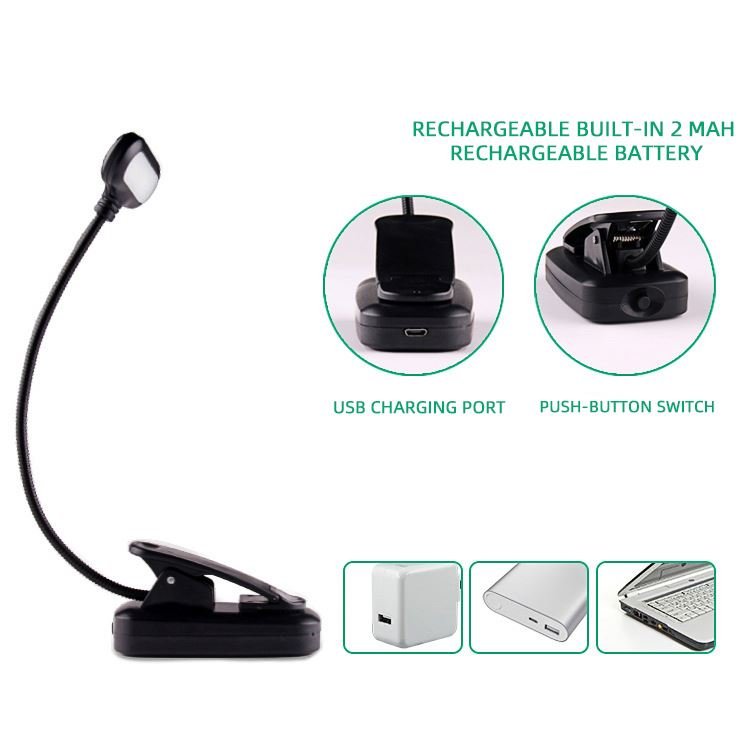 Jumon Book Light 3 Brightness Levels Clip On Rechargeable Eye-Friendly Lighting for Kids Small Reading Lights for Books in Bed