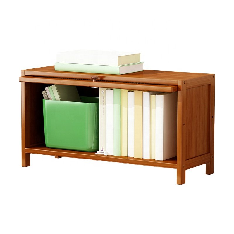 60/70/80cm Bamboo Book Storage Cabinet with Flip Doors, Free Standing Display Shelf Organizer Stand for Bathroom Bedroom Office