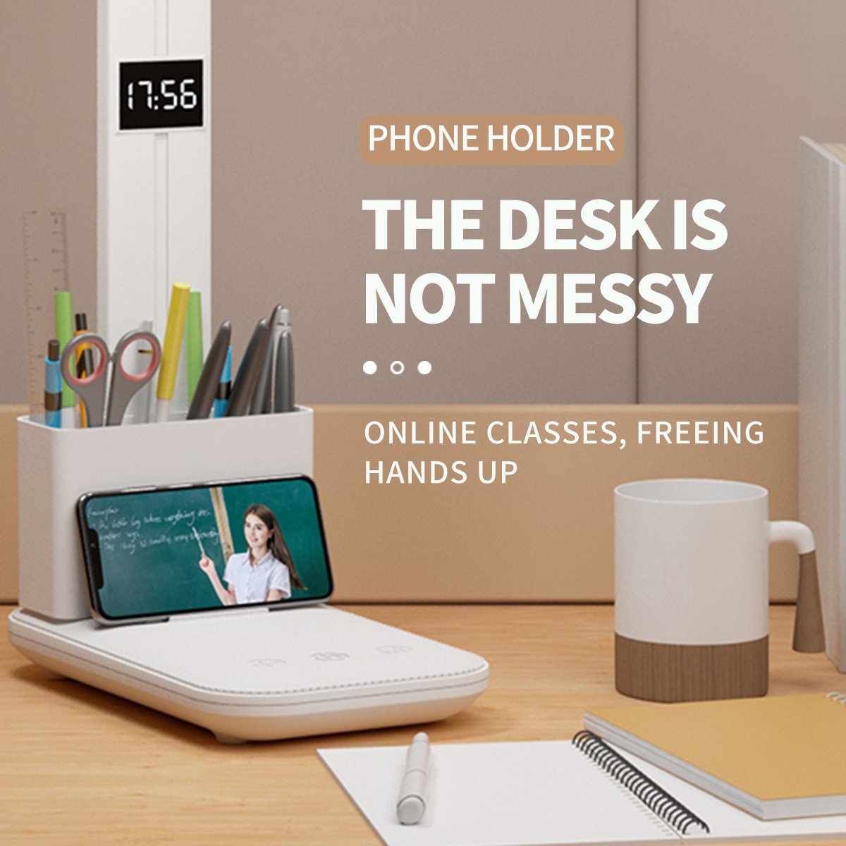 Foldable USB Double Head Lighting Modern Touch Desk Lamp Eye Protection LED Reading Study Book Night Light With Pen Container