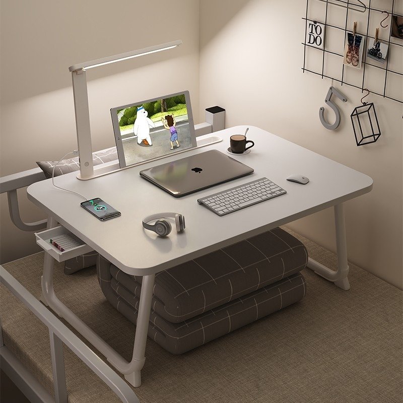 Laptop Desk With Reading Light University Dormitory Bed Table Home Study Work Mini Desk