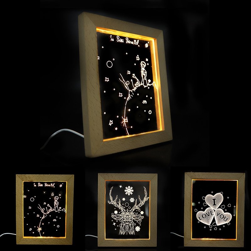 design transparent customised customized book party children's square baby molding set logo personalized clear led photo frame