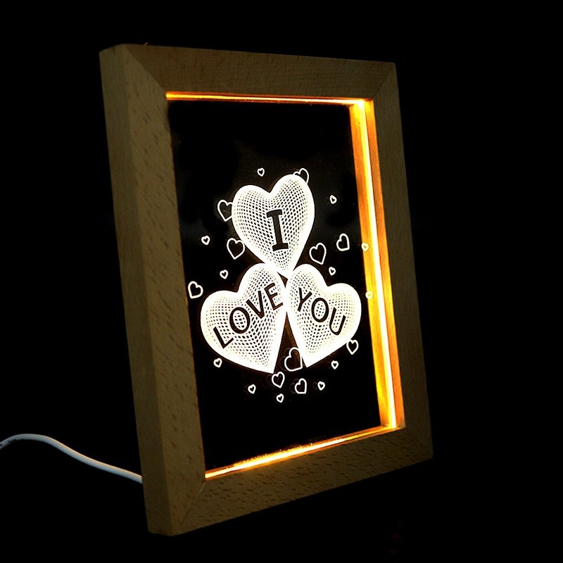 design transparent customised customized book party children's square baby molding set logo personalized clear led photo frame