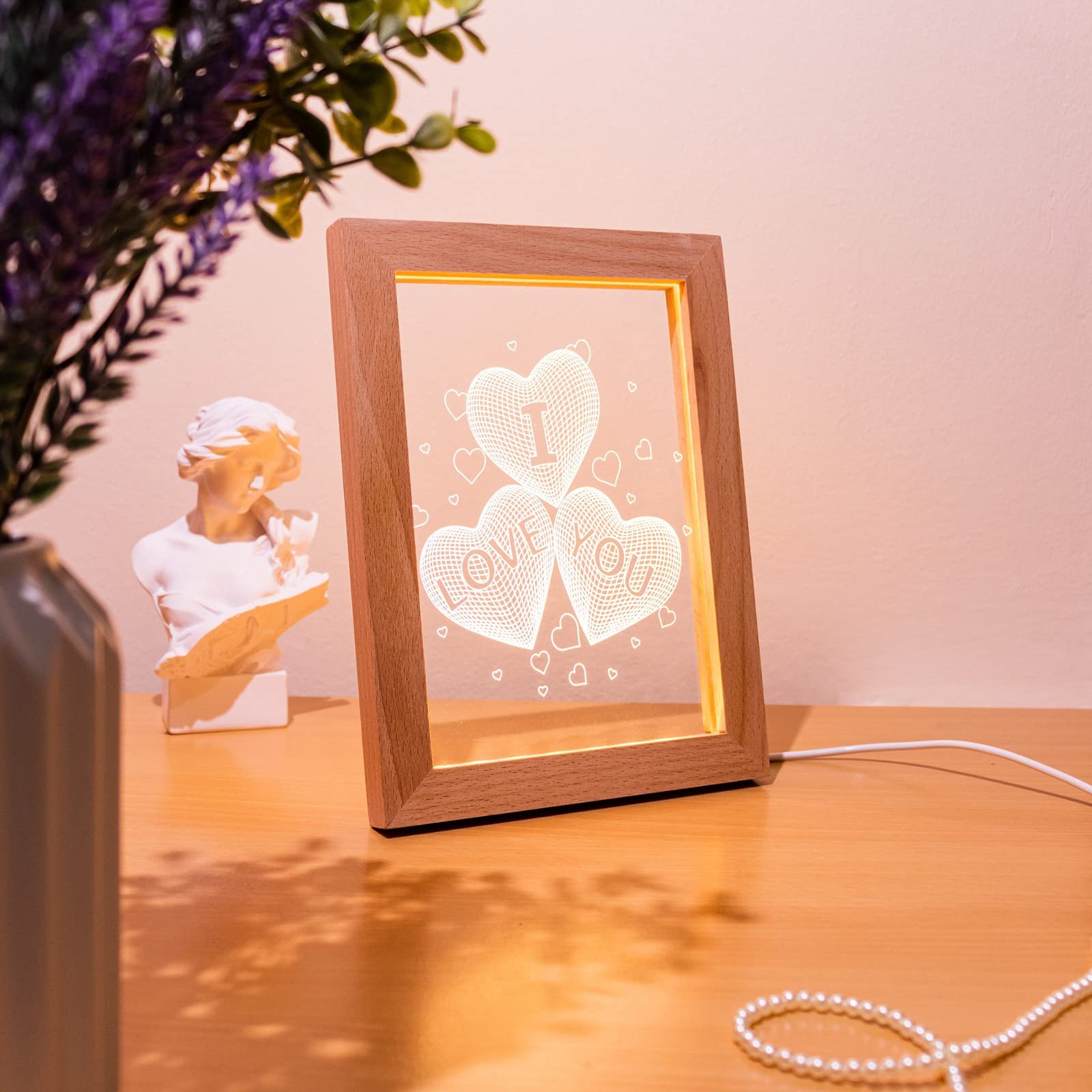design transparent customised customized book party children's square baby molding set logo personalized clear led photo frame