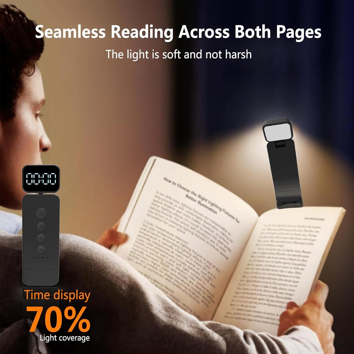 USB Rechargeable light for book Brightness Adjustable LED Clip on Book Light Eye Care Book Lamp