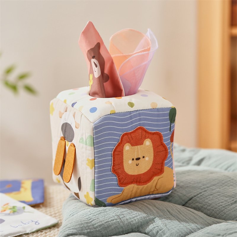 Early Education Baby Cloth Book Toy Box Simulation Sensory Wrinkle Tear-Resistant Tissue with Light Function Sound Paper Books