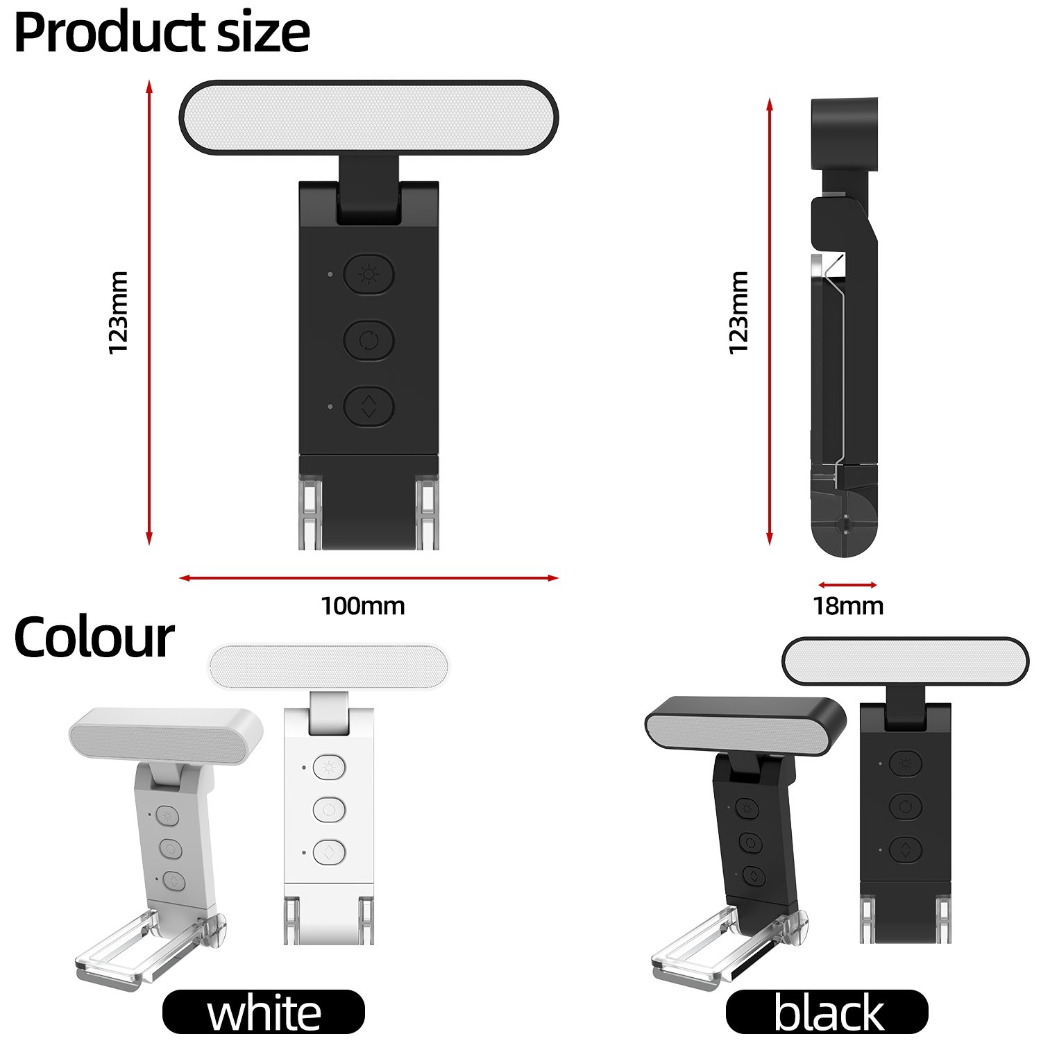 LED light built-in lithium battery book holder light night light book use can
