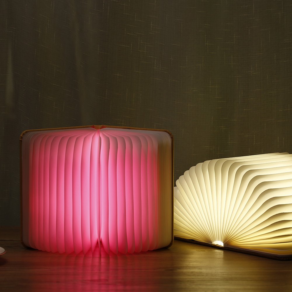 Cross-Border wood grain Book Lamp creative gift page folding LED wood book lamp gift USB charging night light