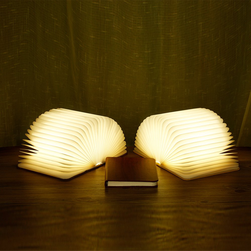 Cross-Border wood grain Book Lamp creative gift page folding LED wood book lamp gift USB charging night light