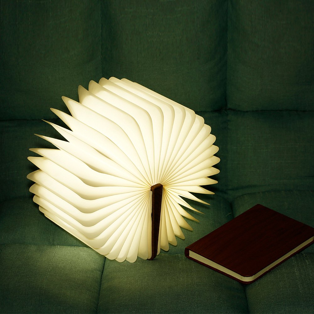 Cross-Border wood grain Book Lamp creative gift page folding LED wood book lamp gift USB charging night light