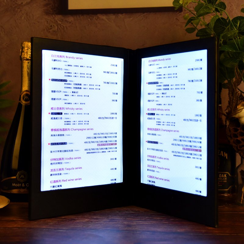 Rechargeable Double Side A5 Led Light Bistro Menu Brewpub Led Display Book Table Lighting Club Menu For Bar ktv Tavern