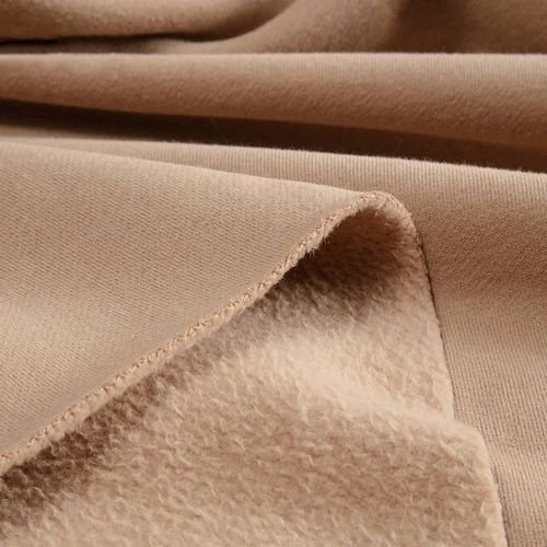 Light Brown French Terry Cotton Fabric 65% Cotton 35% Polyester Blended Fabric Winter Clothing Brushed 3 Fleece Knitted Terry
