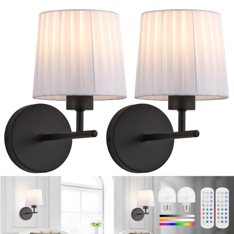 Luxury remote control rechargeable cordless wall lantern 12 color RGB corridor living room bed decor indoor wireless wall light