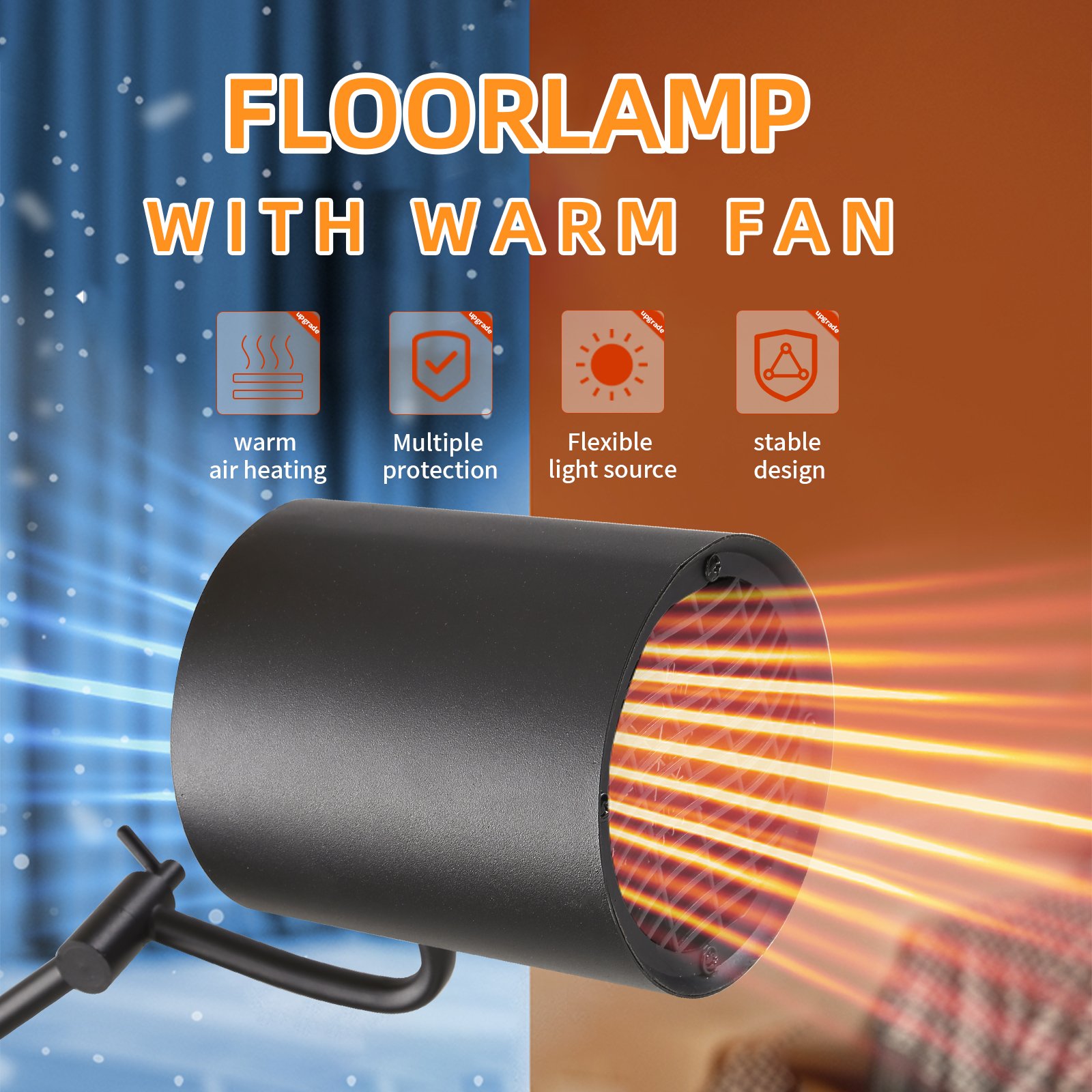 NFL103 Creative LED Floor Lamp with Round Table and Warm Foot Heater Living Room Sofa Reading Lights and Bedroom Bedside Lights
