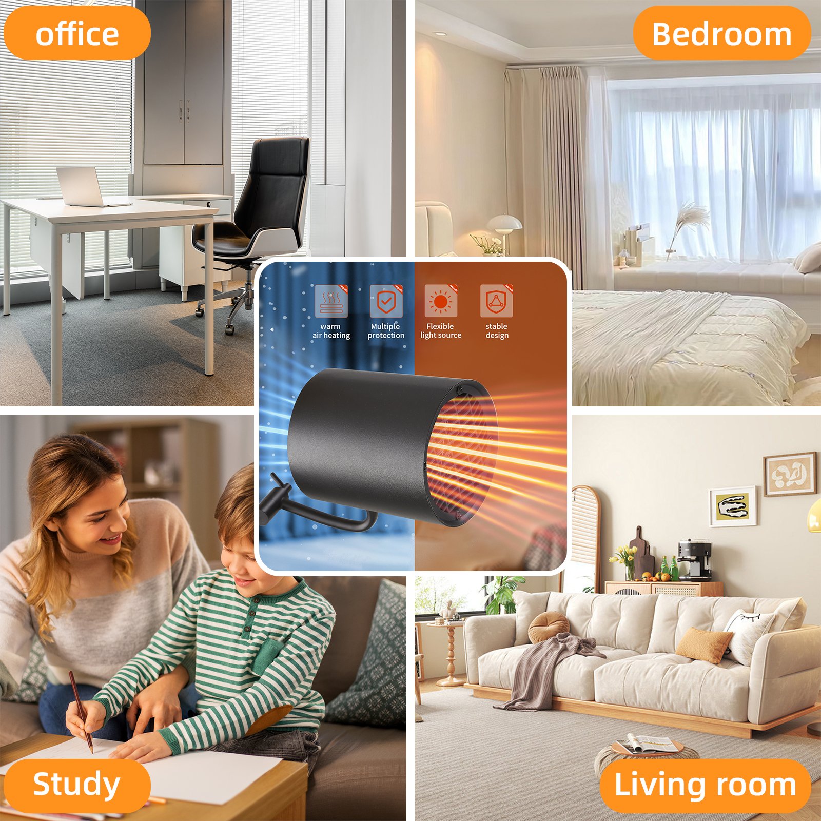 NFL103 Creative LED Floor Lamp with Round Table and Warm Foot Heater Living Room Sofa Reading Lights and Bedroom Bedside Lights