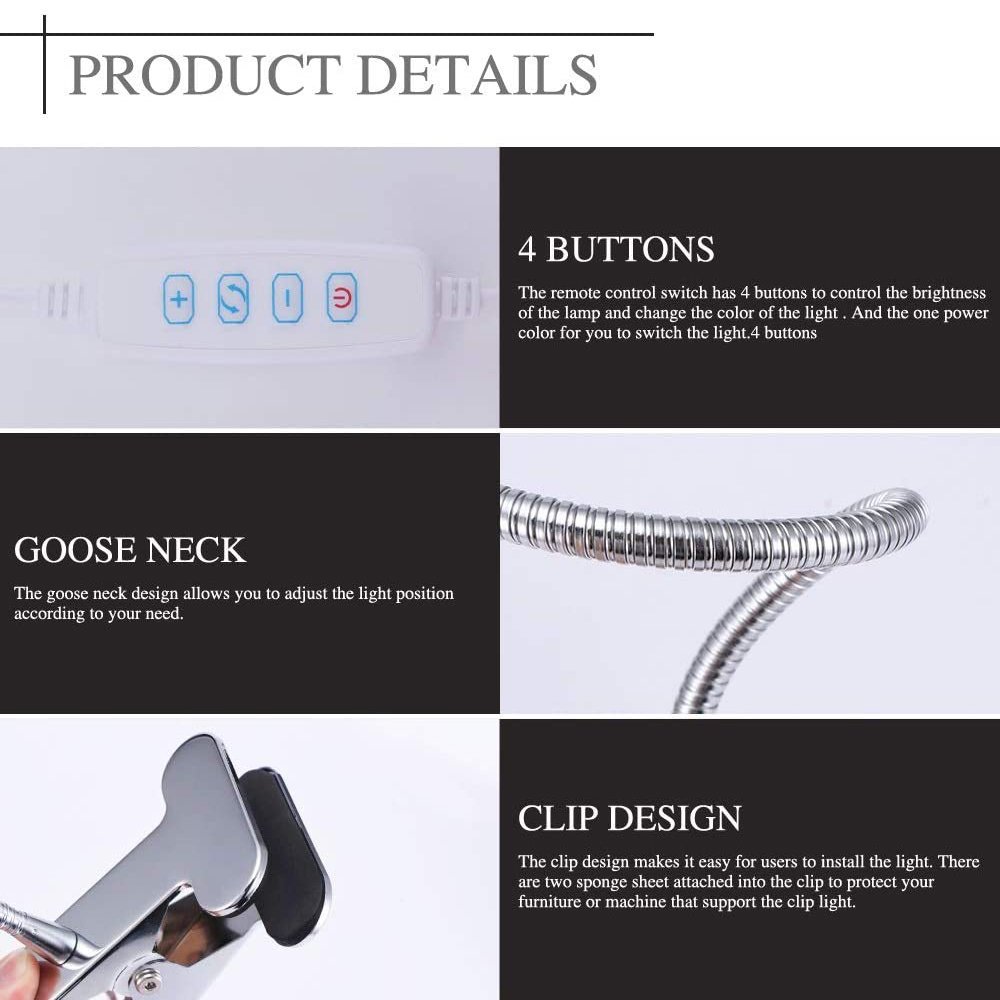 Modern Rechargeable Plastic LED Reading Book Led Lights Flexible Office bedside Lamp With Clamp Lamp