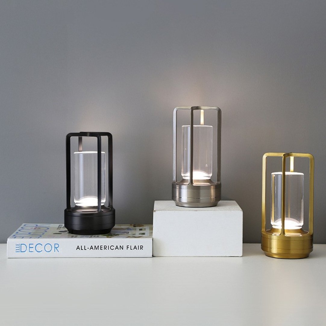 High Quality Battery Restaurant Decor luxury hotel Portable Touch Retro Rechargeable Electroplating Gold LED Table Lamp Cordless