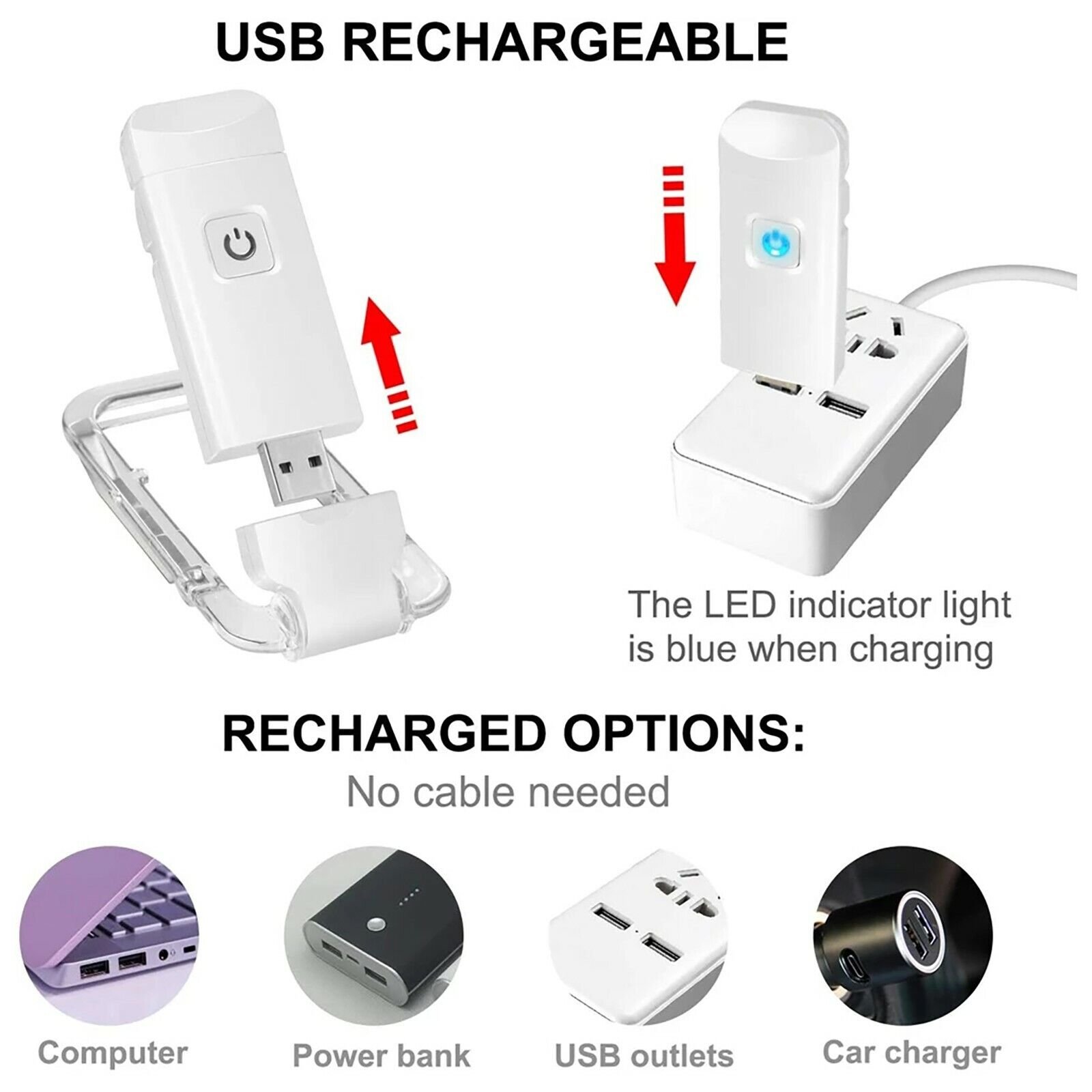 Portable Rechargeable 3 Brightness Levels Flexible Clip On Book Lights LED Desk Reading Light for Kids Bookmark lamp
