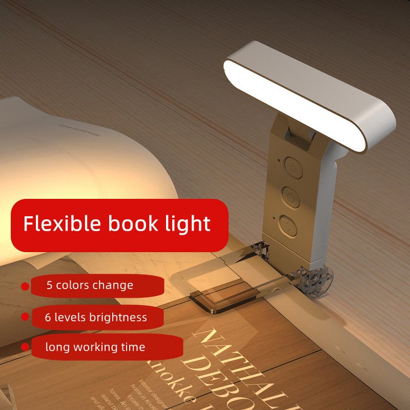 USB Rechargeable Book Reading Light Brightness Adjustable LED Clip on Book Light