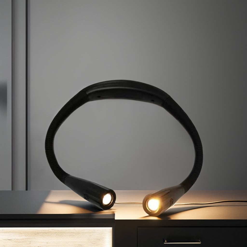 Modern Design USB Rechargeable LED Hanging Lamp Reading Flexible Book Neck Light Black Shade Aluminum Plastic Body