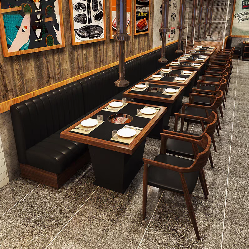 Custom Light Luxury Hotel Restaurant Coffee Shop Cafe Furniture sets Leather Booth Sofa Seating Dining Room Table Chair sofa Set