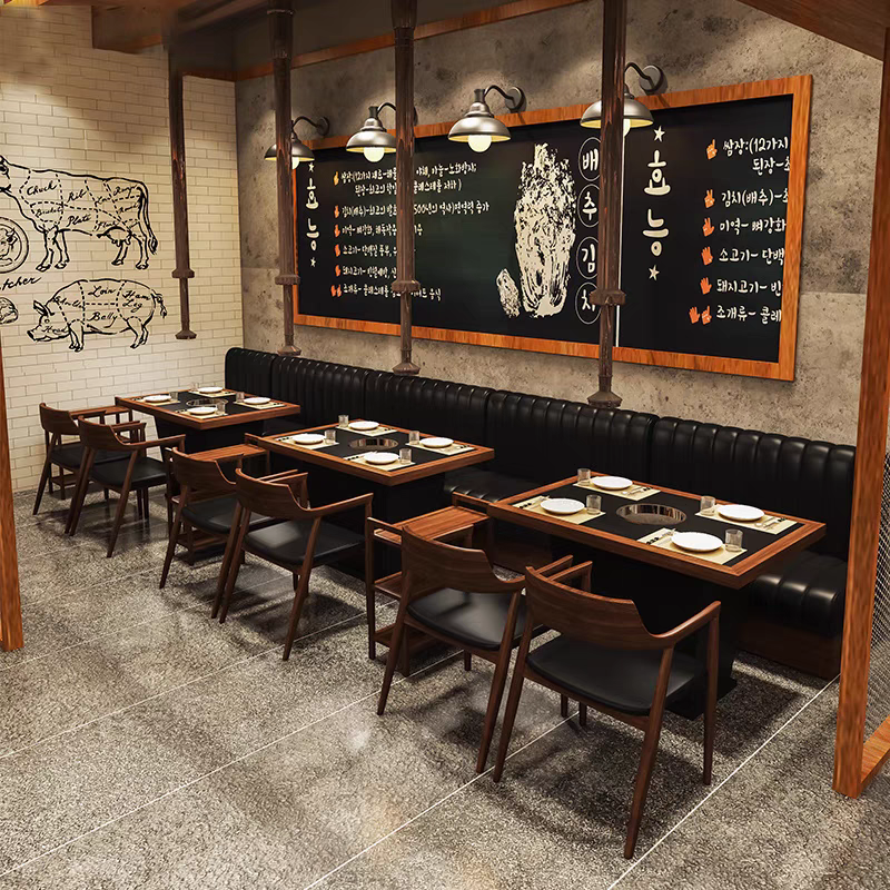 Custom Light Luxury Hotel Restaurant Coffee Shop Cafe Furniture sets Leather Booth Sofa Seating Dining Room Table Chair sofa Set