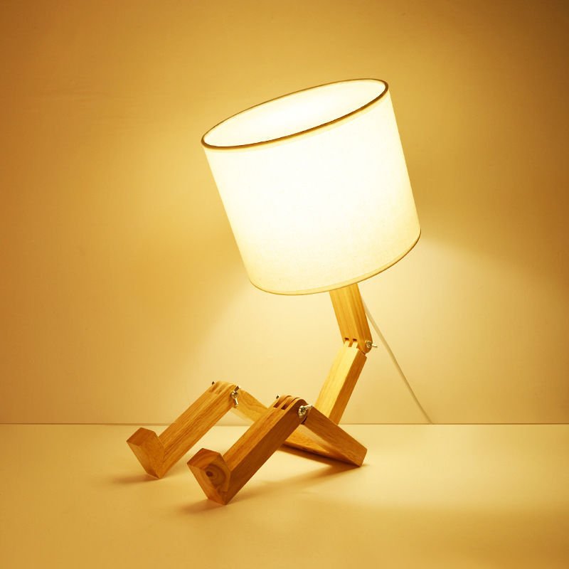 New Creative Nordic Solid Wood Personalized Robot Luxury Adjustable Folding Reading Bedroom Bedside Study LED Light
