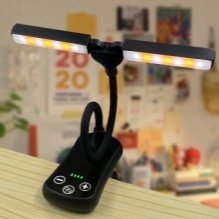 Portable flexible gooseneck USB rechargeable desktop desk night reading led book clip light with clip for reading book in bed