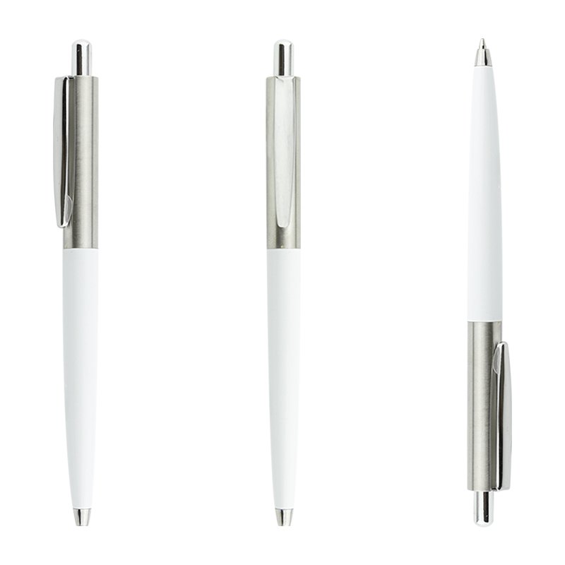 Classical Click Metal Stainless Steel Ball Point Pens Promotion Light Full Metal Custom LOGO Retractable Pen for Journal Book