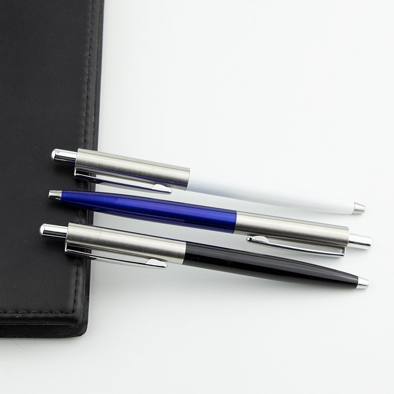 Classical Click Metal Stainless Steel Ball Point Pens Promotion Light Full Metal Custom LOGO Retractable Pen for Journal Book