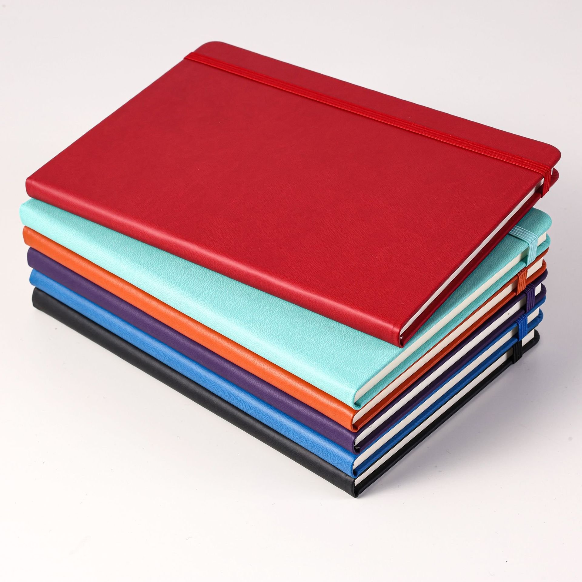 Colorful Cover A5 PU strap elastic band office notebook Custom printed logo notepad