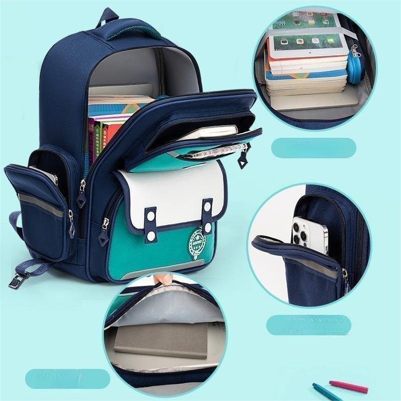 New trolley backpack primary school students grades 1-6 reducing weight protect spine light anti splashing Children's backpack