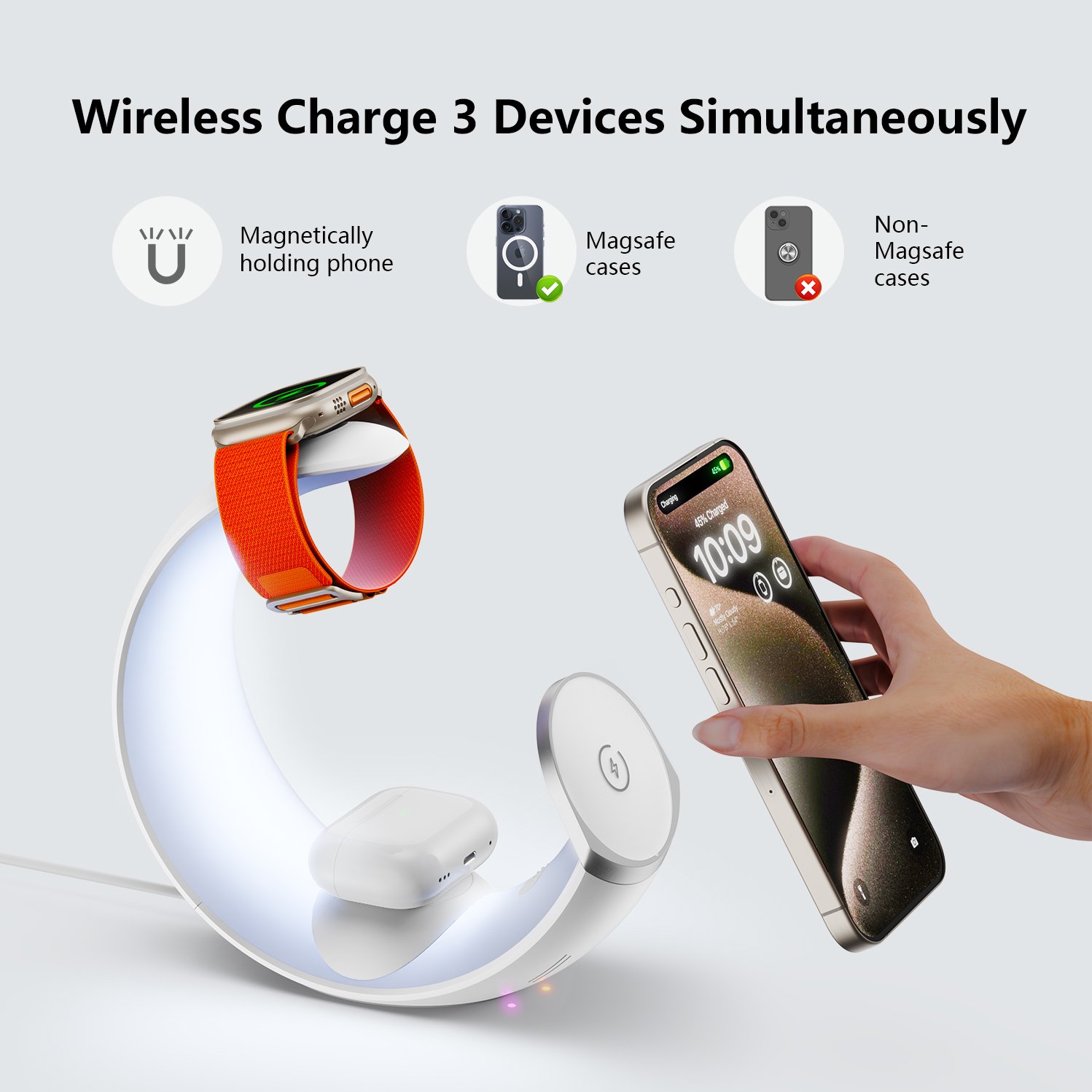 touch rechargeable battery book read light bedside desk table light lamp led for book with fast qi wireless charger station