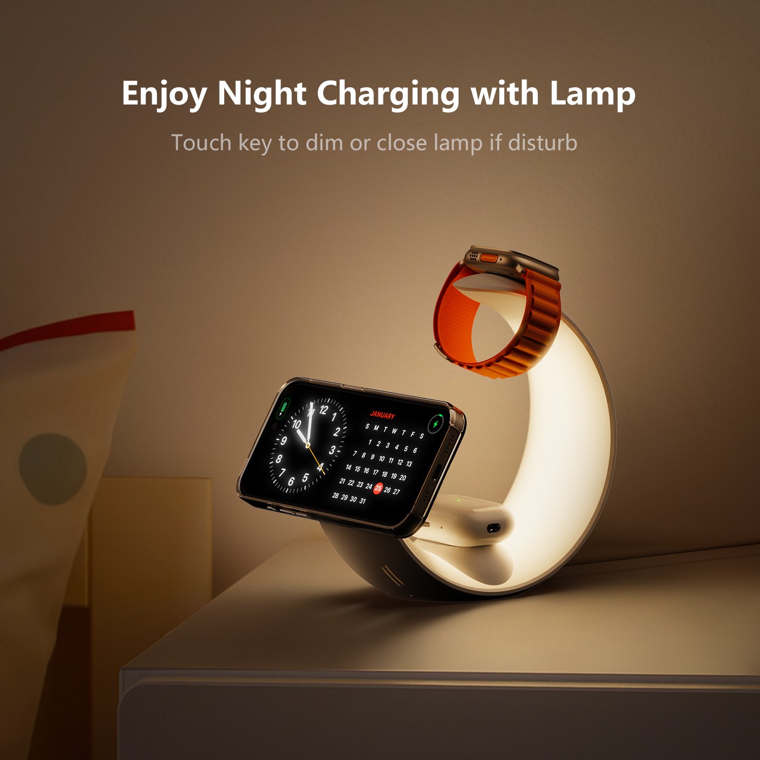 touch rechargeable battery book read light bedside desk table light lamp led for book with fast qi wireless charger station