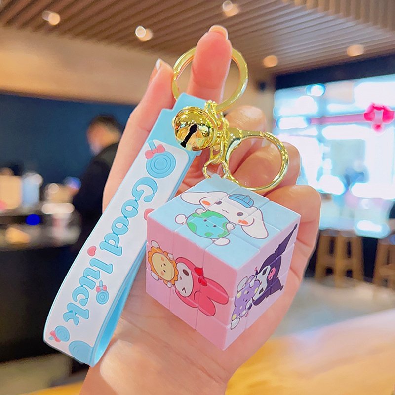Backpack keychain Cube Keychain Puzzle Decompression Small Jewelry Cartoon Creative Book Bag Hanger