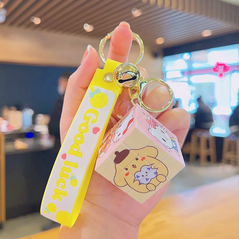 Backpack keychain Cube Keychain Puzzle Decompression Small Jewelry Cartoon Creative Book Bag Hanger