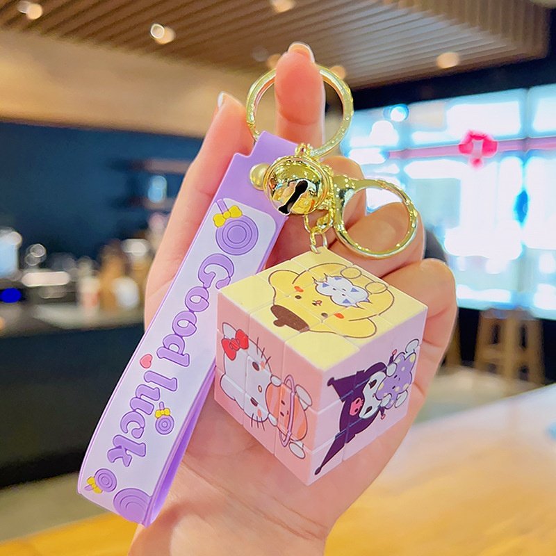 Backpack keychain Cube Keychain Puzzle Decompression Small Jewelry Cartoon Creative Book Bag Hanger