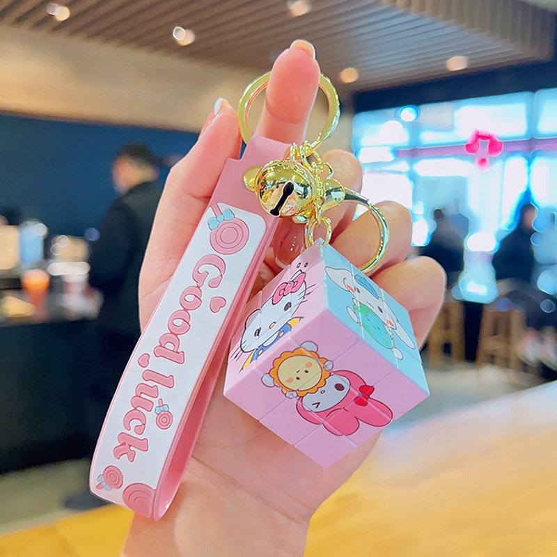 Backpack keychain Cube Keychain Puzzle Decompression Small Jewelry Cartoon Creative Book Bag Hanger