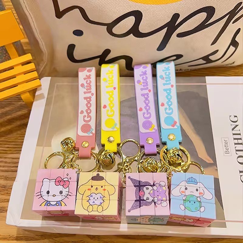 Backpack keychain Cube Keychain Puzzle Decompression Small Jewelry Cartoon Creative Book Bag Hanger