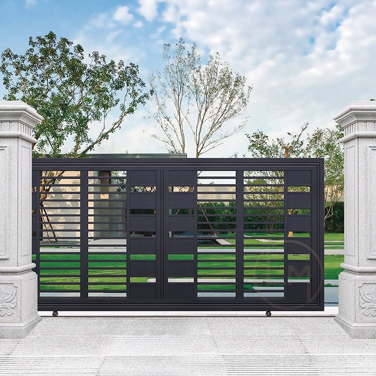 OEM Main design Aluminum Art Villa Courtyard Electric Main Garden Arch Automatic House Sliding Drive Gate for houses