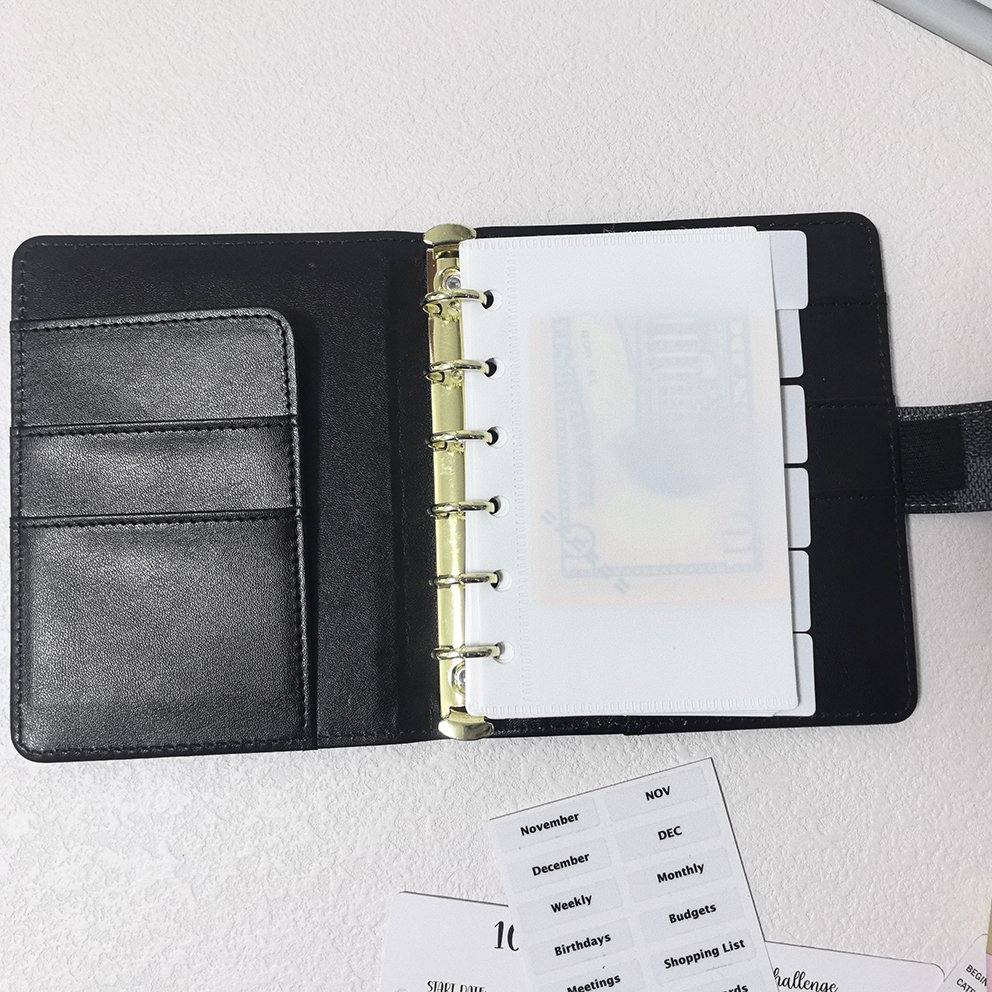 Wholesale Custom Portable Travel Snap Closure Savings Organizer A6 Checkered PU Budget Binder with Cash Envelopes For Budgeting