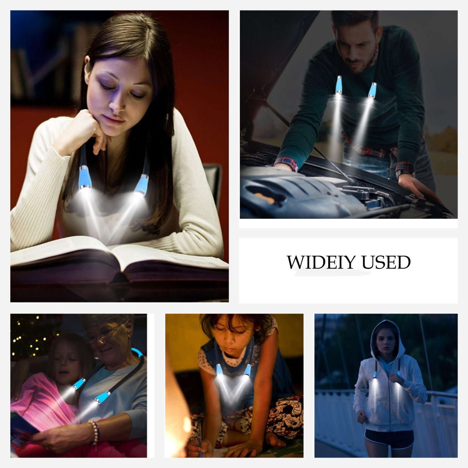 USB Rechargeable Neck Reading Light 4 Super Bright LED Bulbs 3 Working Modes Flexible Best Night Light for Reading Knitting