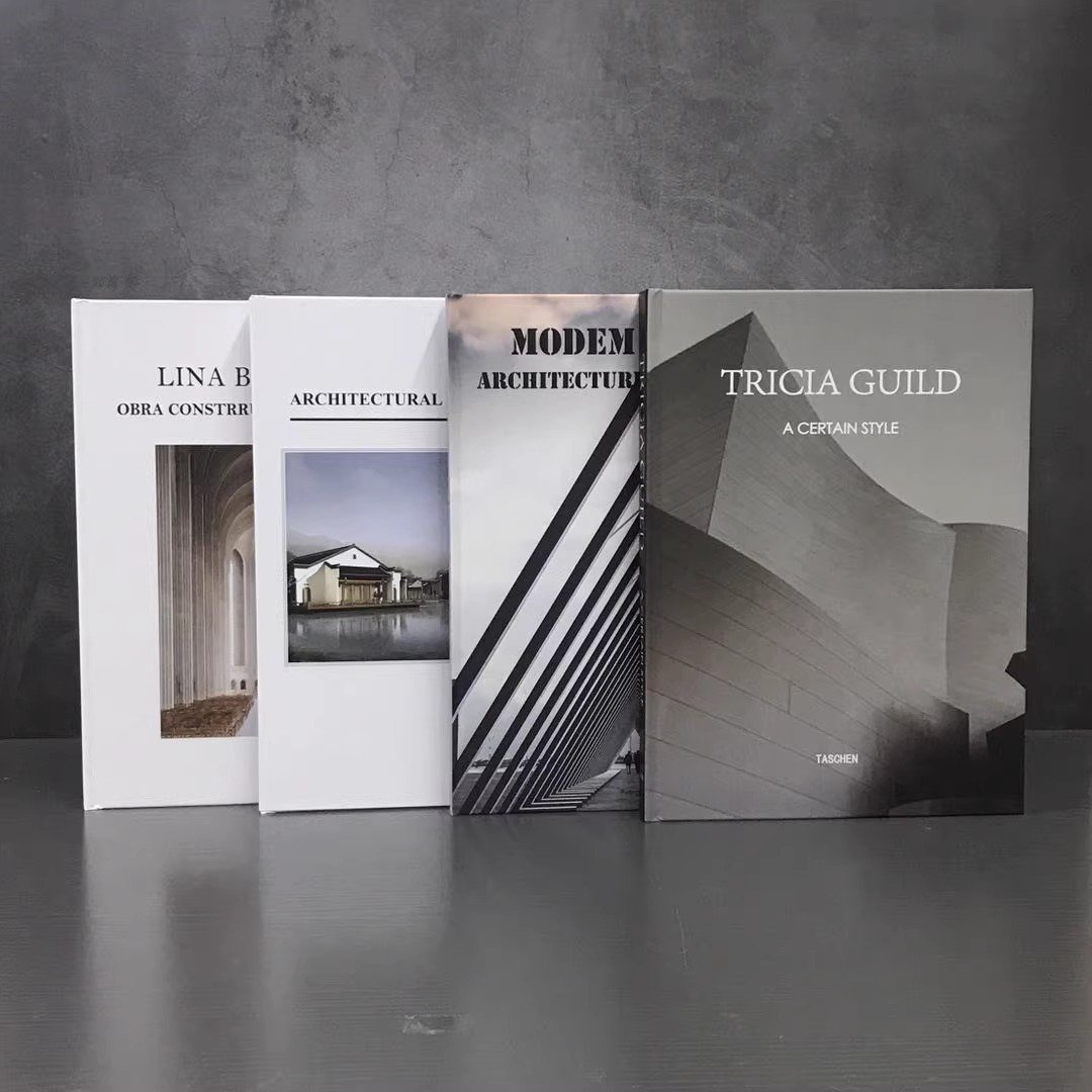 Minimalist black and white gray hardcover foreign language decoration book modern model room English book coffee table ornaments