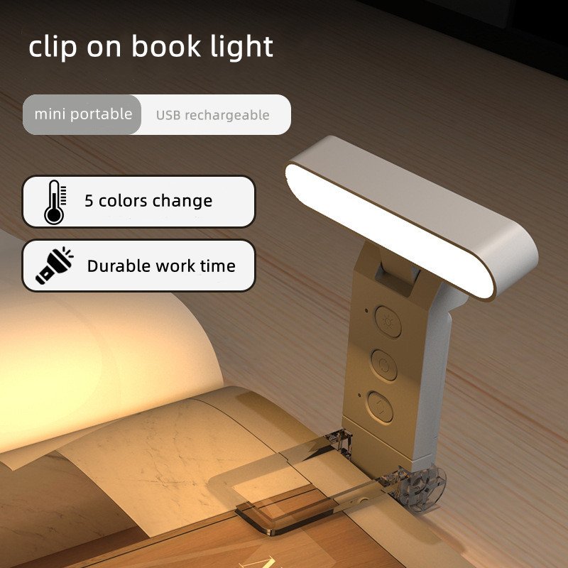 Folding Mini LED Book Reading Light USB Rechargeable Clip On Bookmark Light With Clip Portable Dimmable for Reading