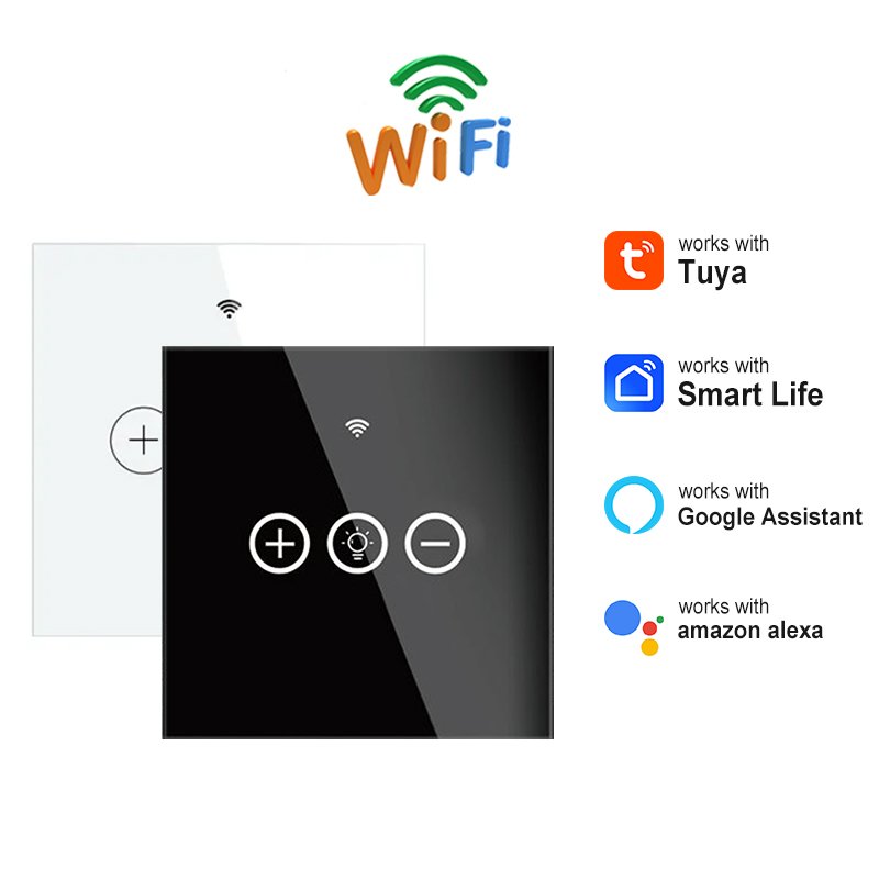 Factory CE RoHS Adjustable Brightness Hotel Villa Support Alexa Google Home Tuya WiFi Smart Dimmer Touch Light Switch 220V