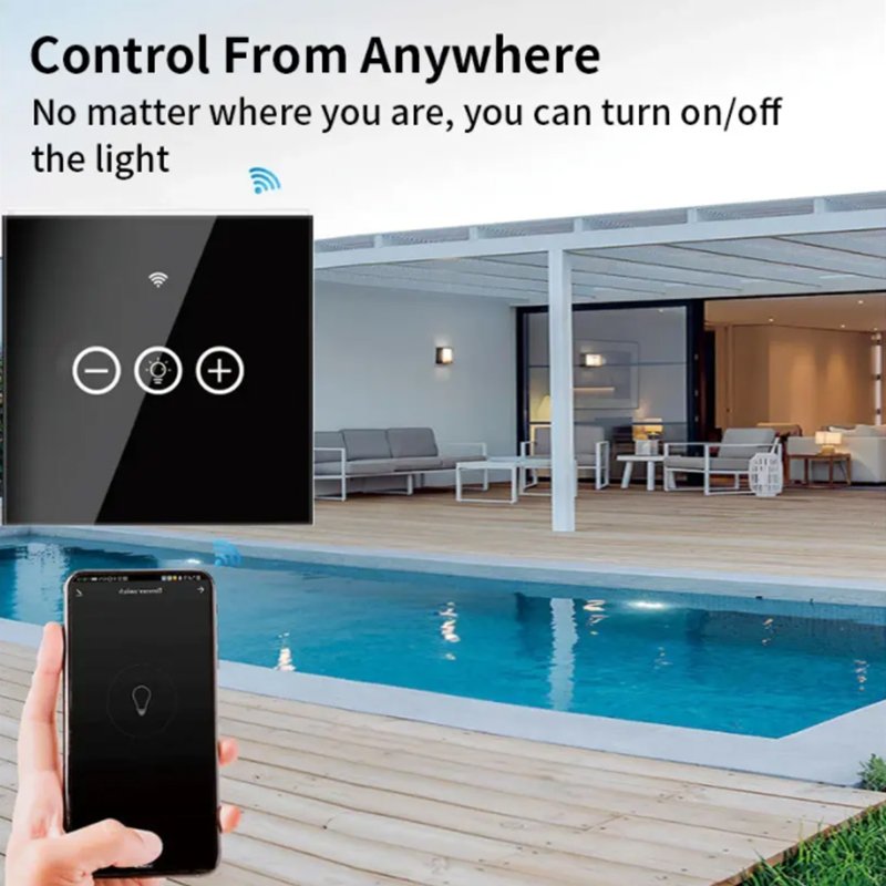 Factory CE RoHS Adjustable Brightness Hotel Villa Support Alexa Google Home Tuya WiFi Smart Dimmer Touch Light Switch 220V