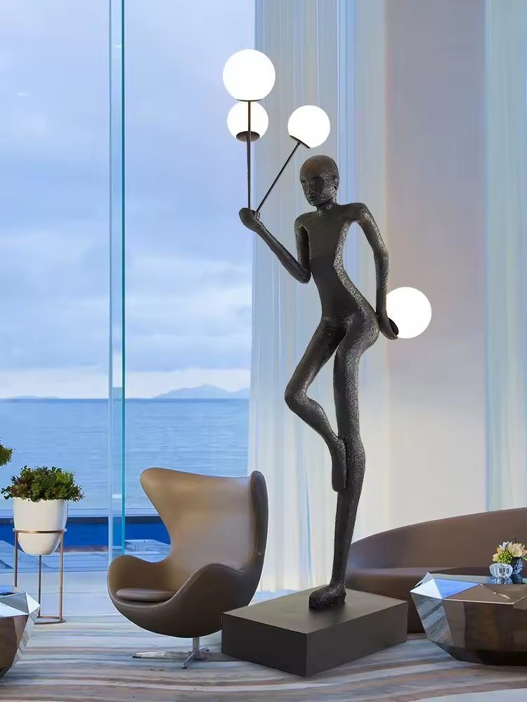 black copper resin fiberglass led sculpture floor lamp statues home decor art decorative led light copper chrome black sculpture