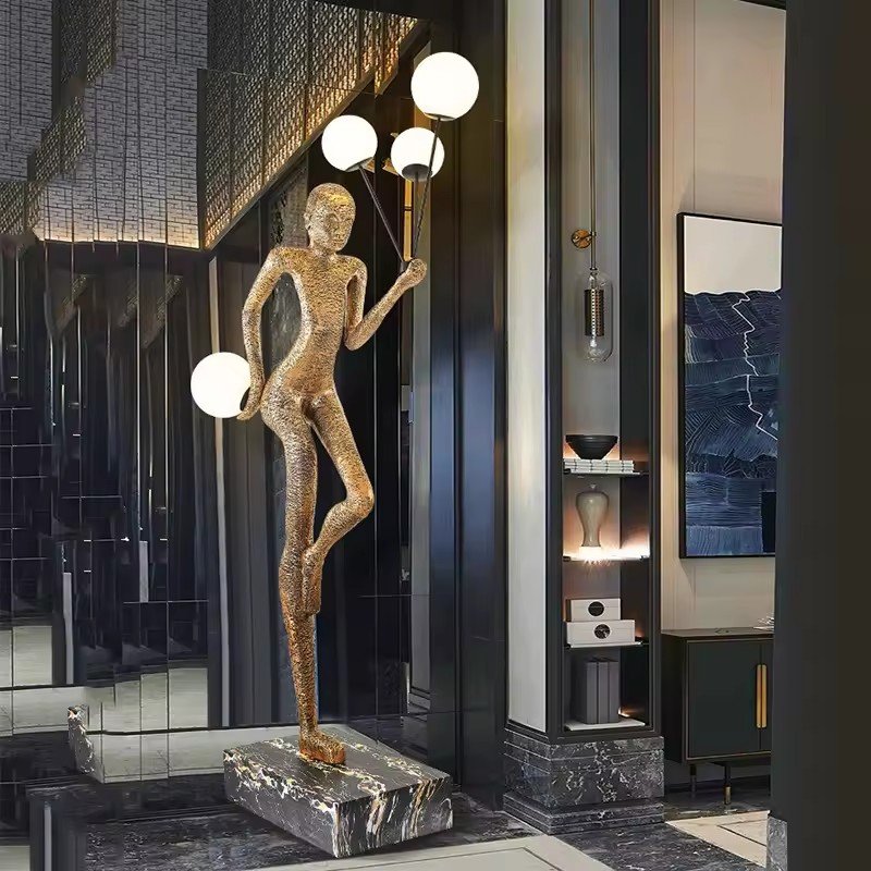 black copper resin fiberglass led sculpture floor lamp statues home decor art decorative led light copper chrome black sculpture