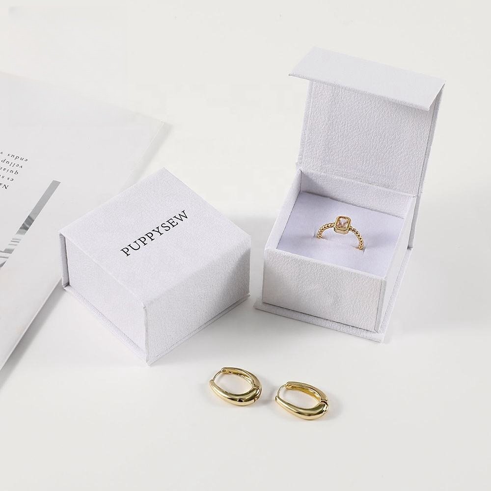 6x6x4cm Custom Printed Necklace Ring Boxes Magnetic Jewellery Packaging Luxury Paper Ring Box Package Drawer Jewelry Gift Boxes